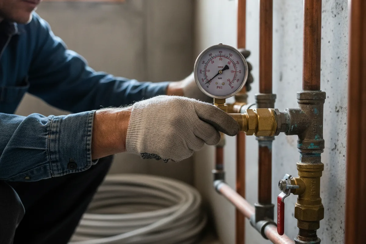 Pressure testing a repaired line during Water Line Repair in Teaberry